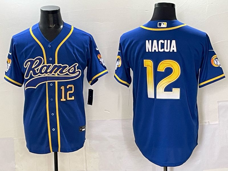 Men 2025 Los Angeles Rams #12 Nacua Blue Second generation joint name Nike Limited NFL Jersey style 05->new york yankees->MLB Jersey